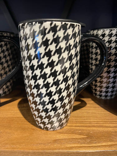 Ceramic Houndstooth Travel Mug